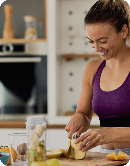 Lady Cutting Fruits
